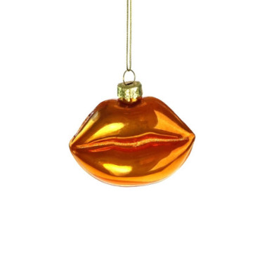 Suspension décorative en verre Pearly Lips orange Colourful Noël