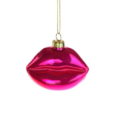 Suspension décorative en verre Pearly Lips rose Colourful Noël