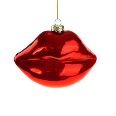 Suspension décorative en verre Pearly Lips rouge Colourful Noël
