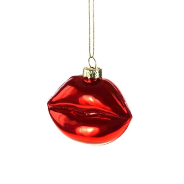 Suspension décorative en verre Pearly Lips rouge Colourful Noël