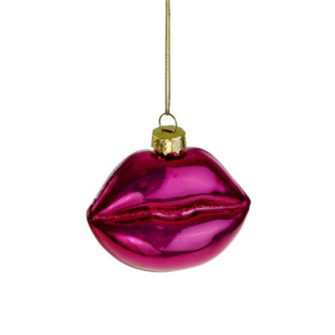 Suspension décorative en verre Pearly Lips violet Colourful Noël