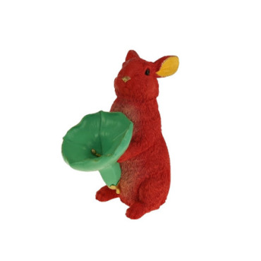 Lapin avec fleur rouge/vert Colourful Pâques