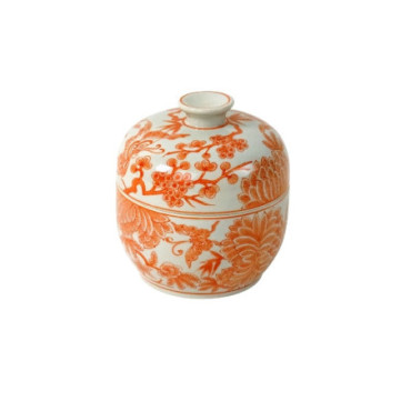 Pot à couvercle Papillon orange/blanc Vases