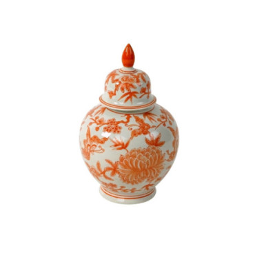 Vase à couvercle Papillon orange/blanc Vases
