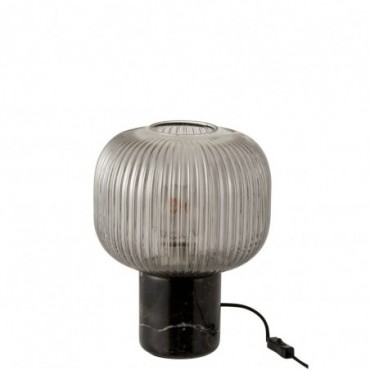 Lampe Table Yufo Verre/Marbre Gris/Noir