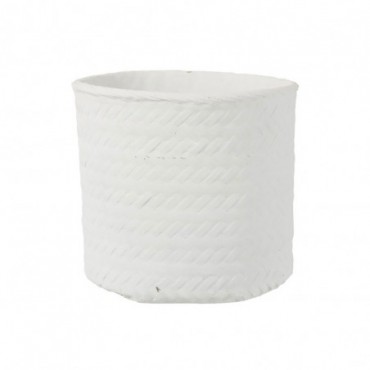 Cache-Pot Imitation Tissage Ciment Blanc Extralarge
