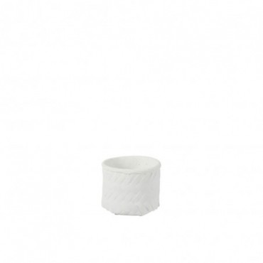 Cache-Pot Imitation Tissage Ciment Blanc Extrasmall