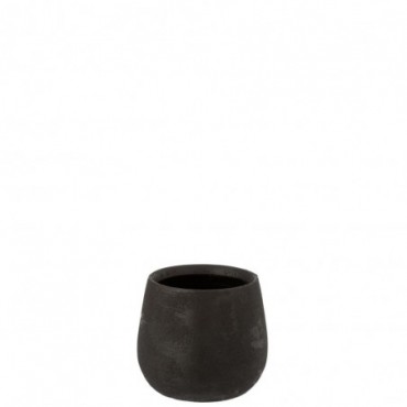 Cachepot Irregulier Rugueux Ceramique Noir Taille S