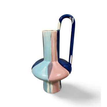 Vase en Céramique Niji Bleu/Bleu Foncé/Rose
