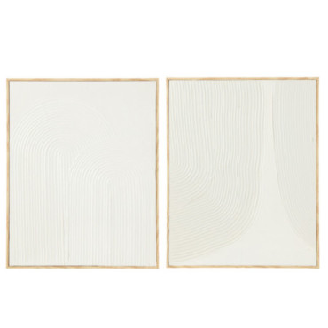 Tableau Texturé Formes Abstraites Bois Blanc x2