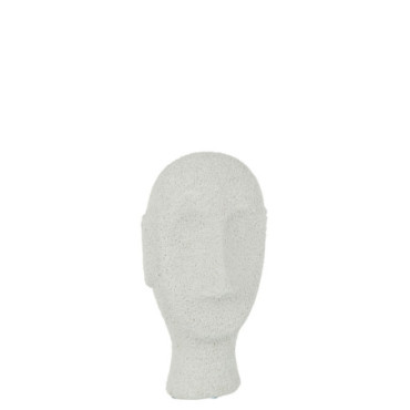 Figurine Tête Ciment Blanc L