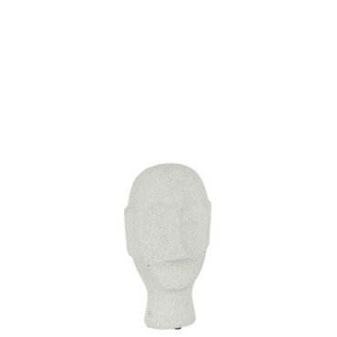 Figurine Tête Ciment Blanc S