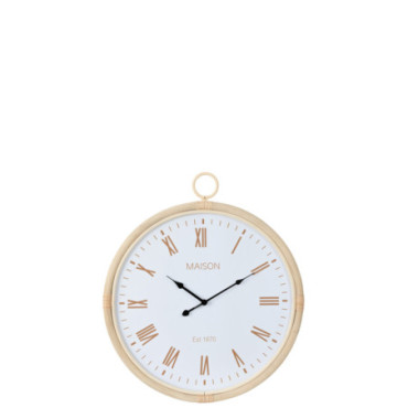 Horloge Murale Kyr Rottin/Mdf Naturel/Blanc M