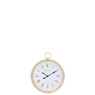 Horloge Murale Kyr Rottin/Mdf Naturel/Blanc S