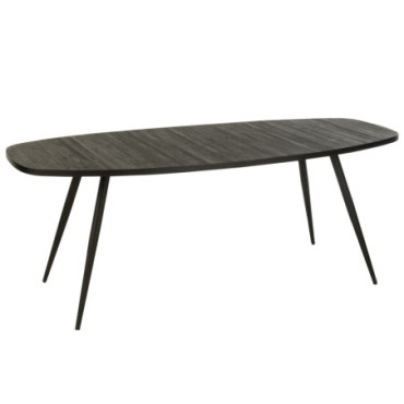 Table A Manger Ovale Teck Recycle Noir
