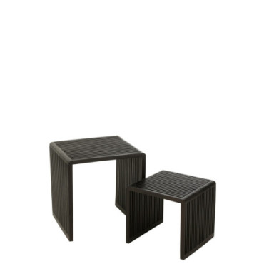 Tables Basses Cubiques Teck Recycle Noir x2