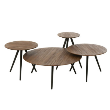 Tables Rondes Teck Recycle Naturel x4