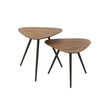 Tables Triangulaire Teck Recycle Naturel x2