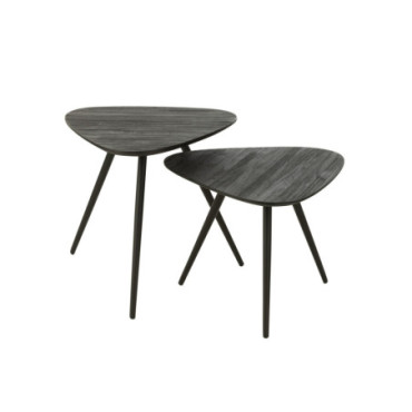 Tables Triangulaire Teck Recycle Noir x2