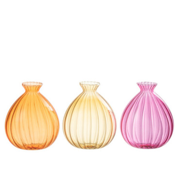 Vase Ballon Verre Orange/Rose/Ocre x3