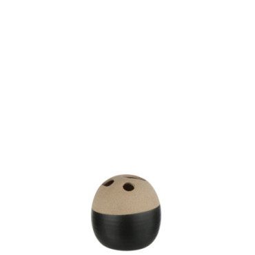 Vase Boule Ceramique Beige/Noir S