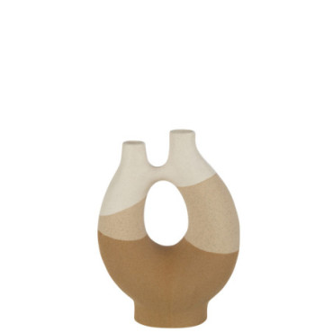 Vase Organique Ceramique Beige/Marron Clair L