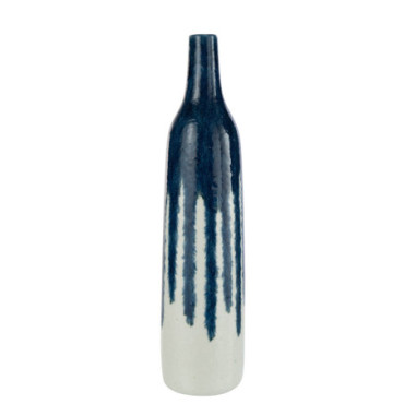 Vase Peinture Ceramique Blanc/Bleu L