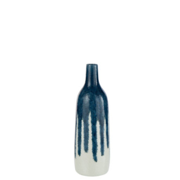 Vase Peinture Ceramique Blanc/Bleu S