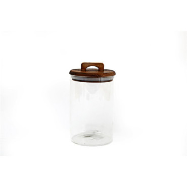 Pot de conservation en verre avec couvercle en acacia 1.2 L