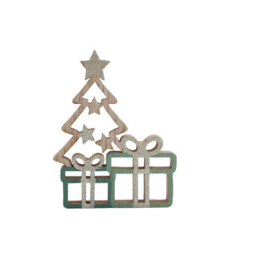 Arbre de Noël avec cadeaux vert et or