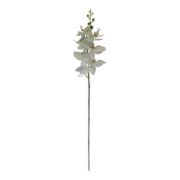 Branche d'orchidées simples fleurs blanches 85 cm