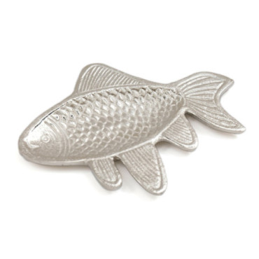 Plateau forme poisson en métal argenté 19cm
