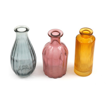 Vases en verre coloré x3