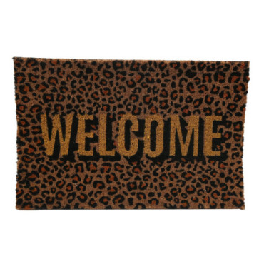 Paillasson Welcome fibre de coco imprimé léopard 40x60cm