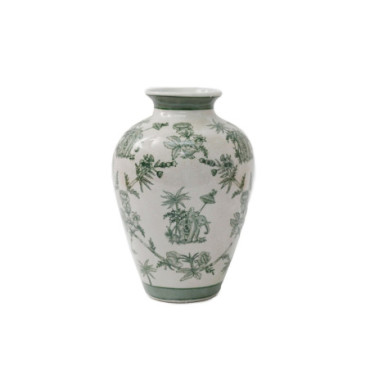 Vase en céramique vert perroquet palmier saule 30 cm
