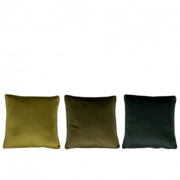 Coussin Carre Velours Polyester Vert x3