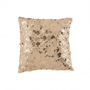 Coussin Sequins Velours Champagne/Beige