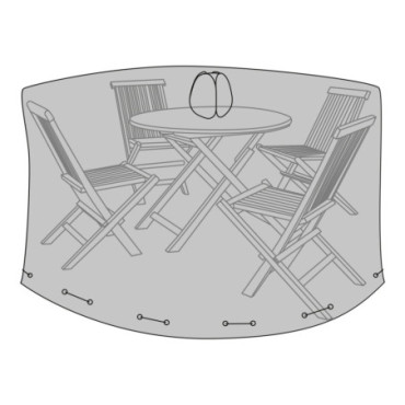Housse luxe pour table ronde 180 cm avec 4 chaises