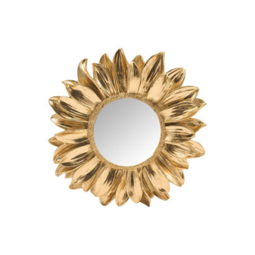 Miroir marguerite doré D17,5cm