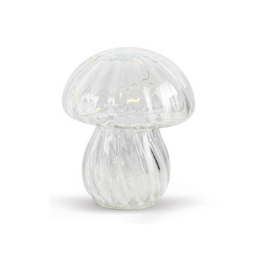 Lampe décorative champi transparent à piles D13,5 H15,5cm