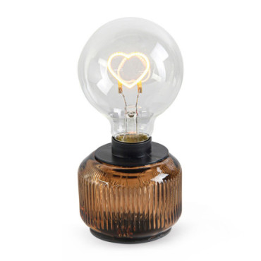 Lampe décorative Tess ambre coeur à piles D8 H18cm