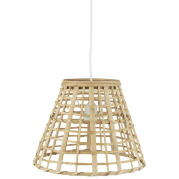 Lampe suspendue bambou inclinée cordon tressé ouvert