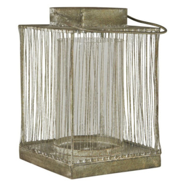 Lanterne grise ouragan carré avec fil