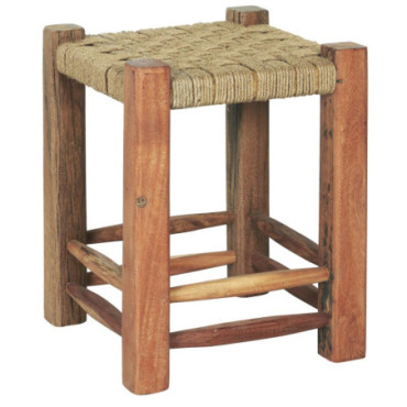 Tabouret structure bois et assise jute
