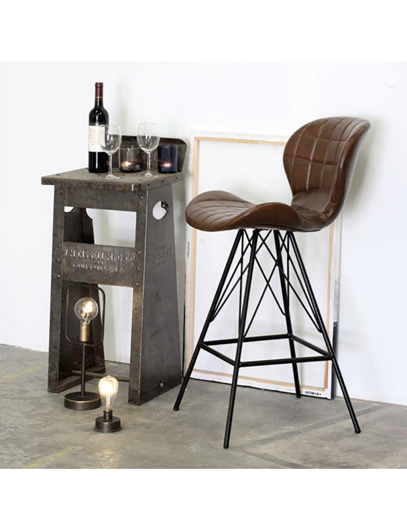 Chaise de bar Kenton x2 Red Cartel Métal naturel et aspect cuir