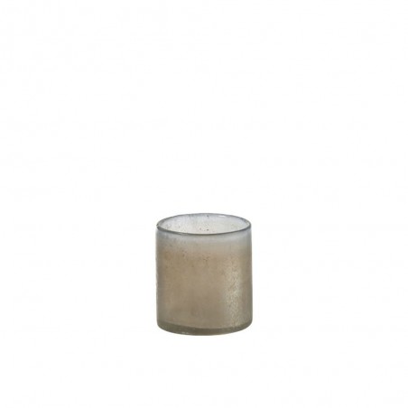 Photophore Smokey Cylindrique Verre Beige Small