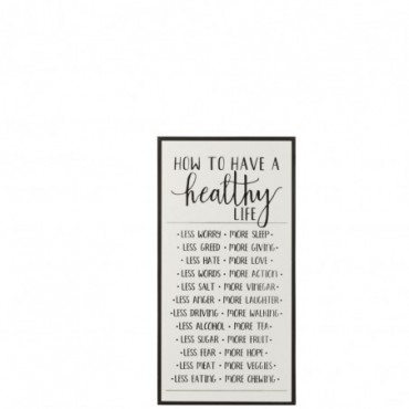 Pancarte How To Have à Healthy Life Bois-Céramique Blanc-Noir