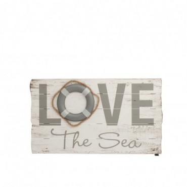 Pancarte Love The Sea Bois Blanc-Gris
