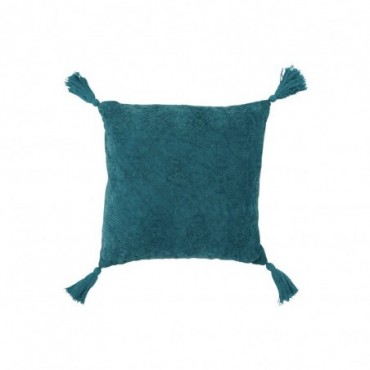Coussin Carré Fayola Coton Turquoise