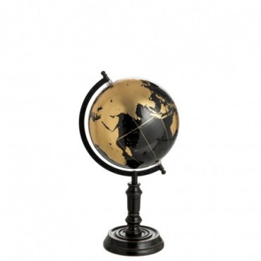 Globe sur pied Bois Noir-Or M